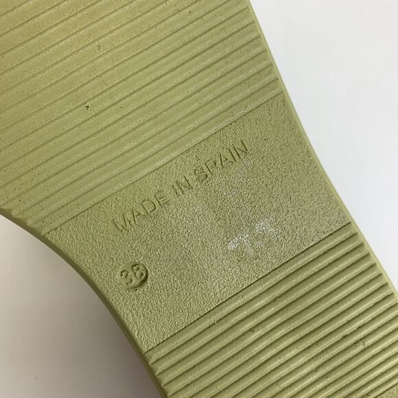 Anthropologie Leather High Platform Wedge Sandal Green Slip On Womens 38 US 7.5 - Picture 15 of 15